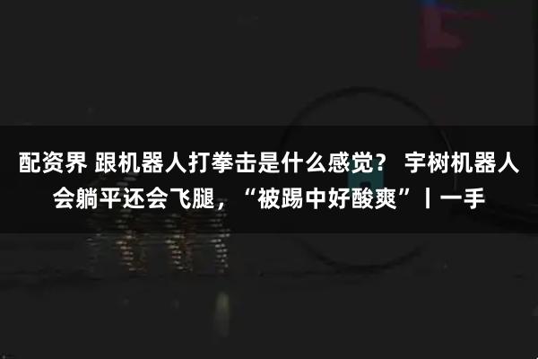 配资界 跟机器人打拳击是什么感觉？ 宇树机器人会躺平还会飞腿，“被踢中好酸爽”丨一手